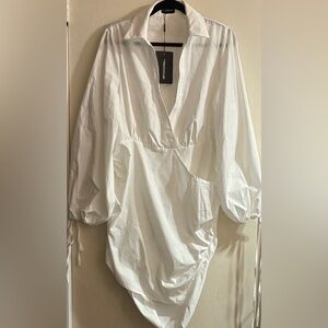 PrettyLittleThing White Collared Dress